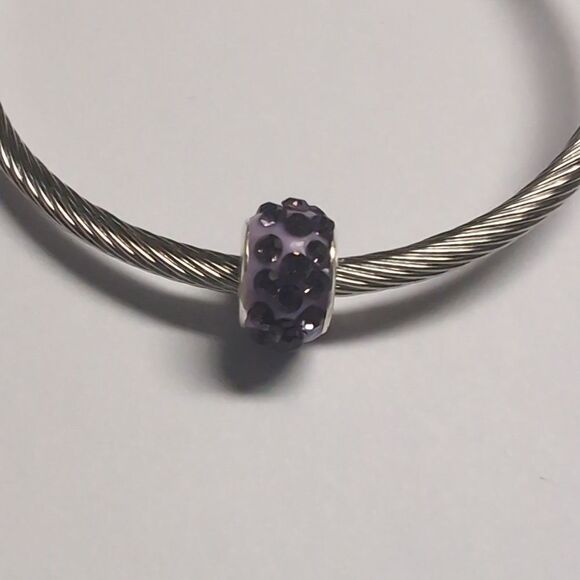 Purple Rhinestones Charm for Pandora Style Bracelet - Picture 3 of 4
